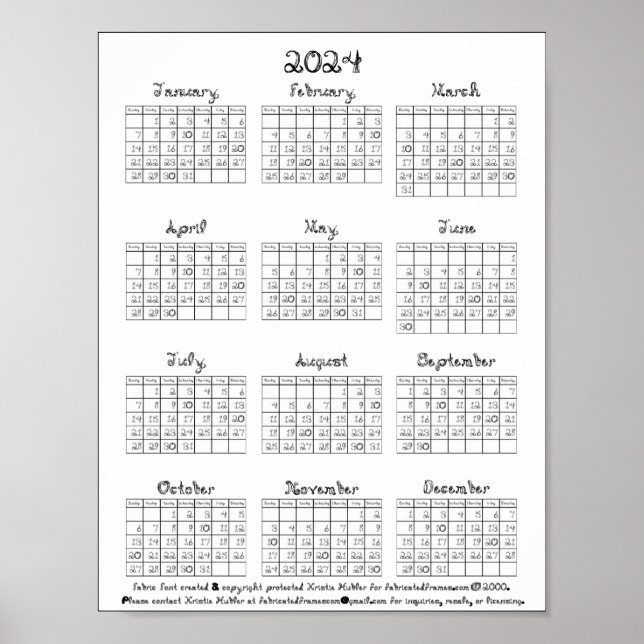 Poster Calendário 2024 - Transferência de Fonte Preta do  (Frente)