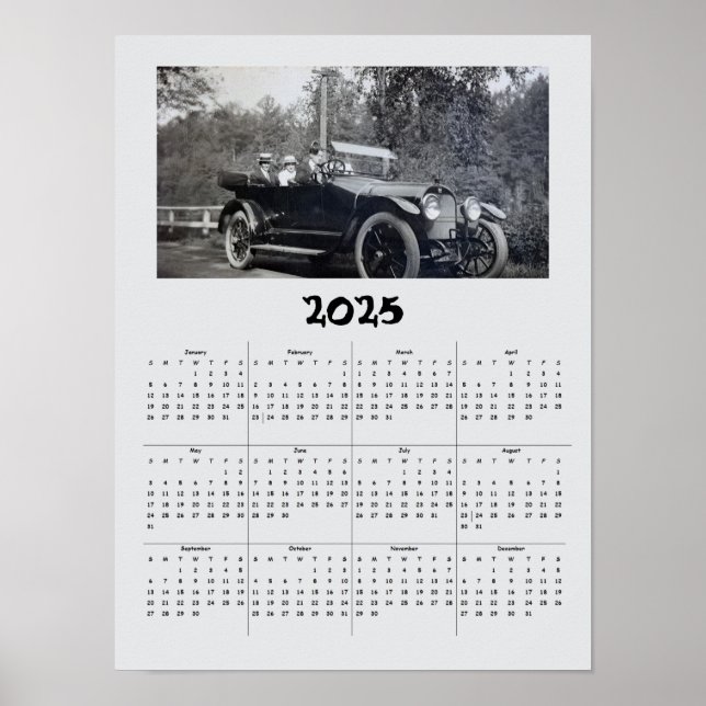 Poster Calendário - 2025 Automóvel Antiquado (Frente)
