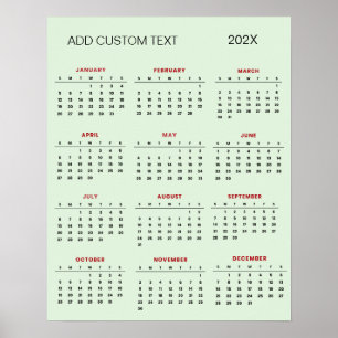 Poster Calendário 2025 com texto personalizado moderno