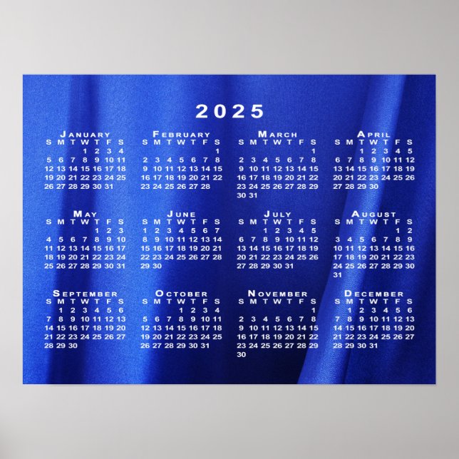 Poster Calendário 2025 no modelo de foto Abstrato azul (Frente)