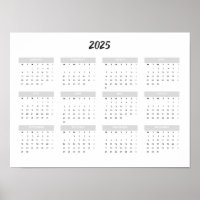 Calendário 2025 por Mês Parede Escritório Escola C