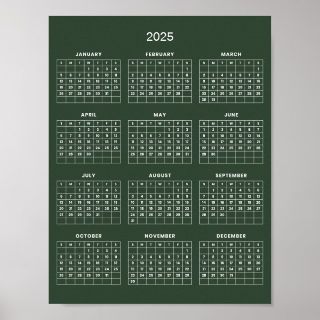 Poster Calendário 2025 Simples E Elegante | (Frente)