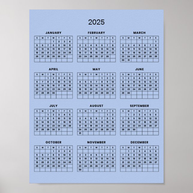 Poster Calendário 2025 Simples E Elegante | (Frente)