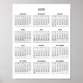 Poster Calendário 2025 Simples E Elegante |