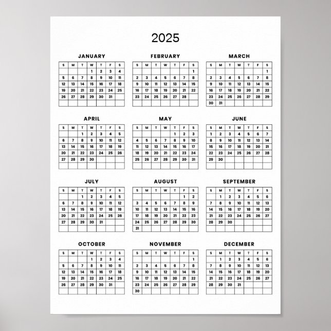 Poster Calendário 2025 Simples E Elegante | (Frente)