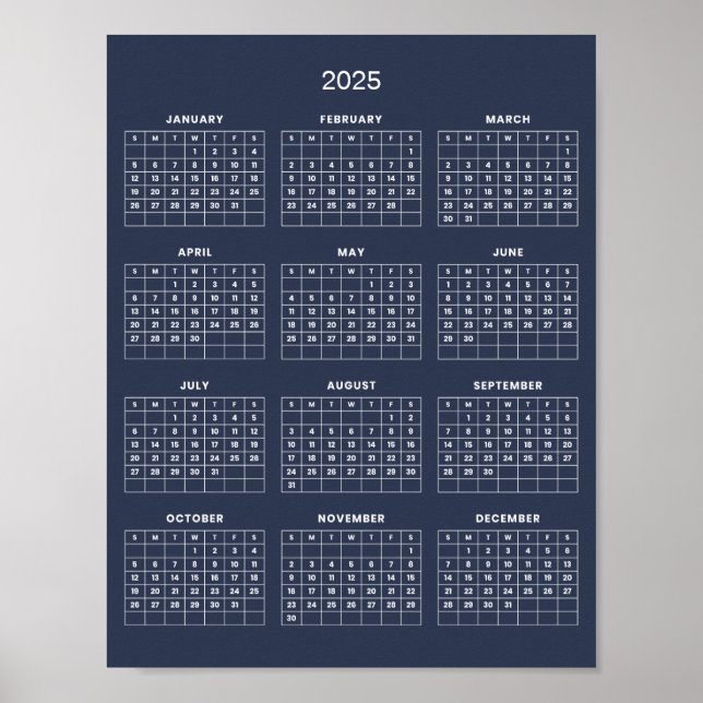 Poster Calendário 2025 Simples Mas Elegante |  (Frente)