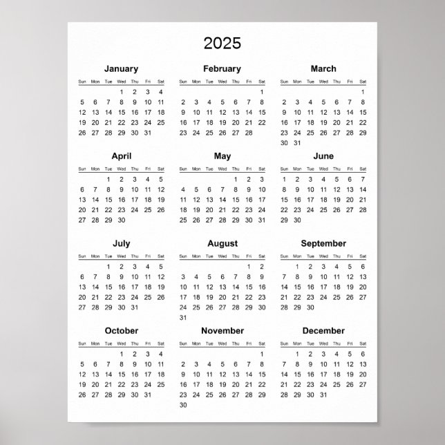 Poster Calendário 2025 Simples Mas Elegante |  (Frente)