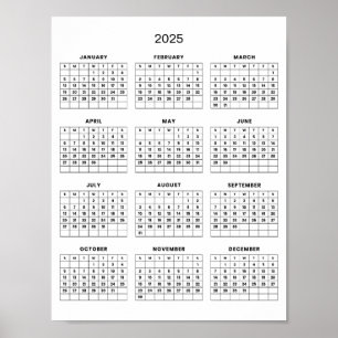 Poster Calendário 2025 Simples, porém Elegante