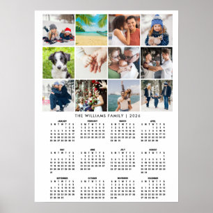 Poster Calendário 2026 Colagem de 12 Fotos