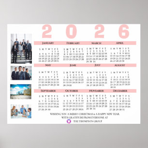 Poster Calendário 2026 Foto Natal Ano Novo Corporativo