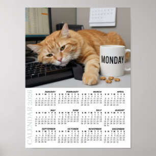 Poster Calendário 2026, Motivação de Segunda-feira - Gato