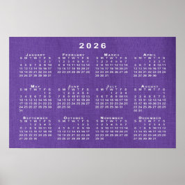 Poster Calendário 2026 na Foto do Modelo de Linen Roxo