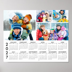 Poster Calendário 2026 para Colagem de 4 Fotos Personaliz