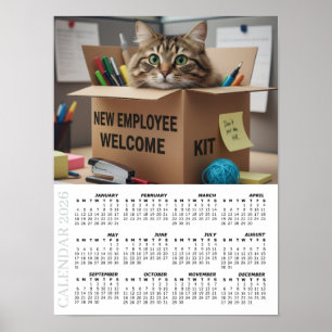 Poster Calendário 2026, RH / Novo Funcionário - Gatos Div
