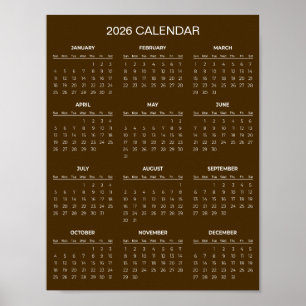 Poster Calendário 2026 Simples e Elegante   