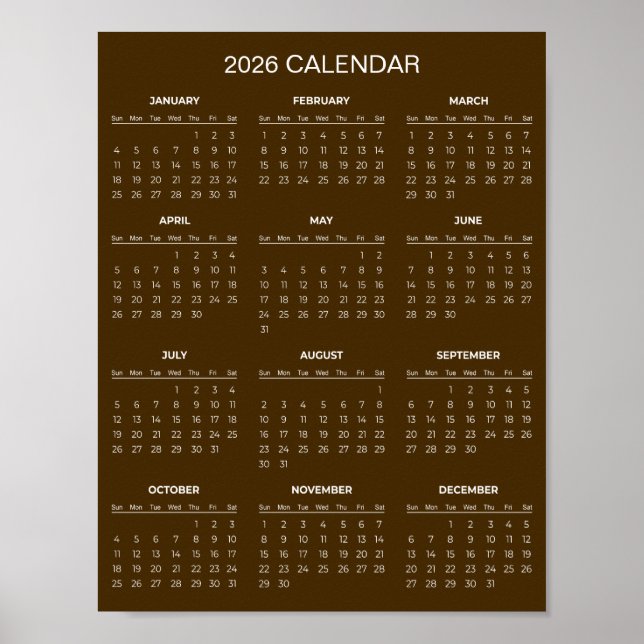 Poster Calendário 2026 Simples Mas Elegante |  (Frente)