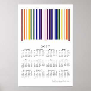 Poster Calendário 2027 Código de Barras Arco-Íris Duplo