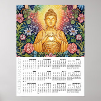 Poster Calendário 2027, Grande, Buda / Coração de Luz