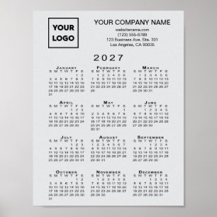 Poster Calendário 2027 Logo Empresarial Texto Cinza Claro