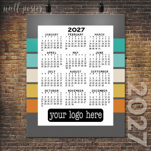 Poster Calendário 2027 - Minimalista Preto Branco Básico