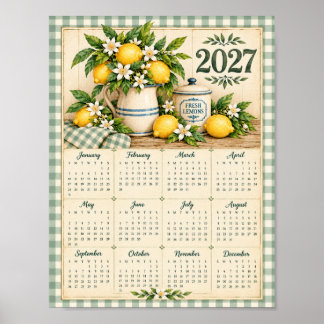 Poster Calendário 2027 Poster(Xadrez e Limões)