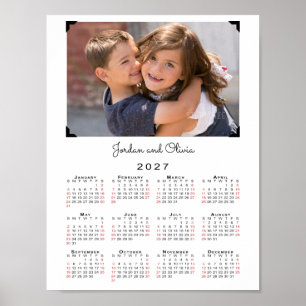 Poster Calendário 2027 Sua Foto e Nome