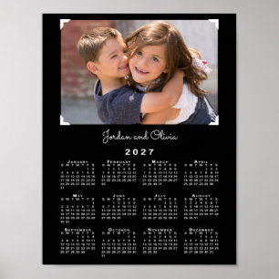 Poster Calendário 2027 Sua Foto e Nome Preto