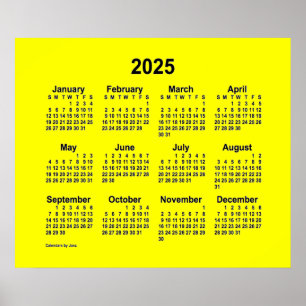 Poster Calendário Amarelo 2025 da Janz Print