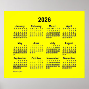 Poster Calendário Amarelo 2026 por Janz Print