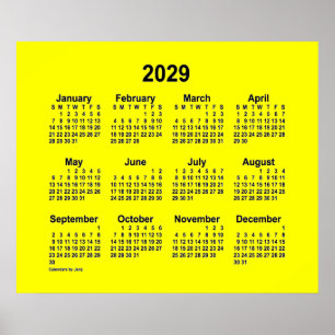 Poster Calendário Amarelo 2029 da Janz Print