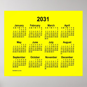 Poster Calendário Amarelo 2031 por Janz Print