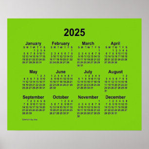 Poster Calendário Amarelo Verde 2025 por Janz Print