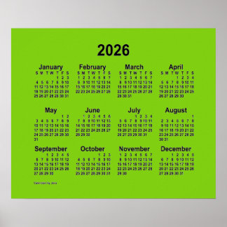 Poster Calendário Amarelo Verde 2026 por Janz Print