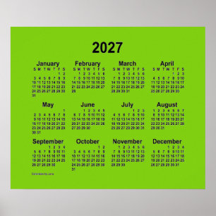 Poster Calendário Amarelo Verde 2027 da Janz Print