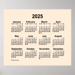 Poster Calendário Antigo Branco 2025 da Janz Print