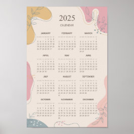 Poster Calendário Anual 2025 Abstrato Estético Minimalist