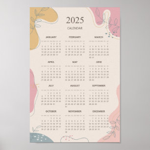 Poster Calendário Anual 2025 Abstrato Estético Minimalist