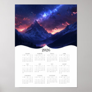 Poster Calendário Anual 2026 Montanha Celestial