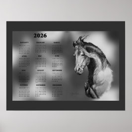Poster Calendário Anual Cavalo Garanhão Bonito