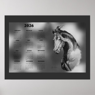 Poster Calendário Anual Cavalo Garanhão Bonito