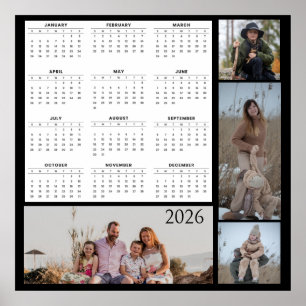 Poster Calendário Anual com Colagem de Fotos Personalizáv
