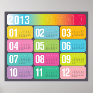 Poster Calendário Anual de 2013 para parede