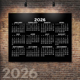 Poster Calendário Anual de 2024 - horizontal - Preto