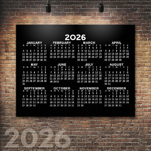 Poster Calendário Anual de 2024 - horizontal - Preto