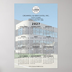 Poster Calendário Anual de 2027 com Logotipo Empresarial