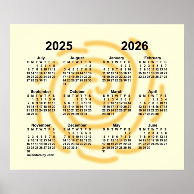 Poster Calendário Anual de Dias Ensolarados 2025-2026 da  (Frente)