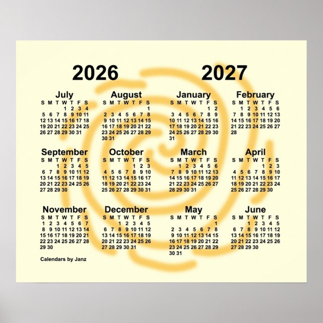 Poster Calendário Anual de Dias Ensolarados 2026-2027 por (Frente)