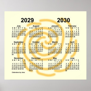 Poster Calendário Anual de Dias Ensolarados 2029-2030 da 