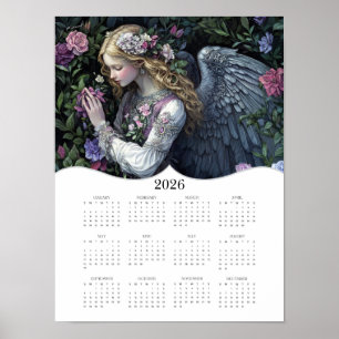 Poster Calendário Anual de Parede de Anjo de 2026 Ano Com