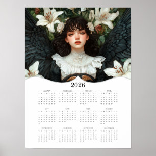 Poster Calendário Anual de Parede do Ano Completo de Anjo
